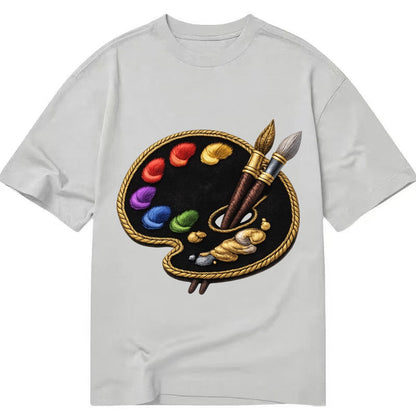 Artist Palette Rainbow Paints Embroidered Ea4b33 Classic T-shirt – Grey