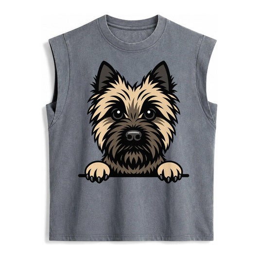 Cairn Terrier Wheaten Colored Pose Vintage Washed Tank – Grey