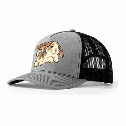 Rabbit Gentle Hop Small Pet Logos Trucker Hat – Sport Grey Black