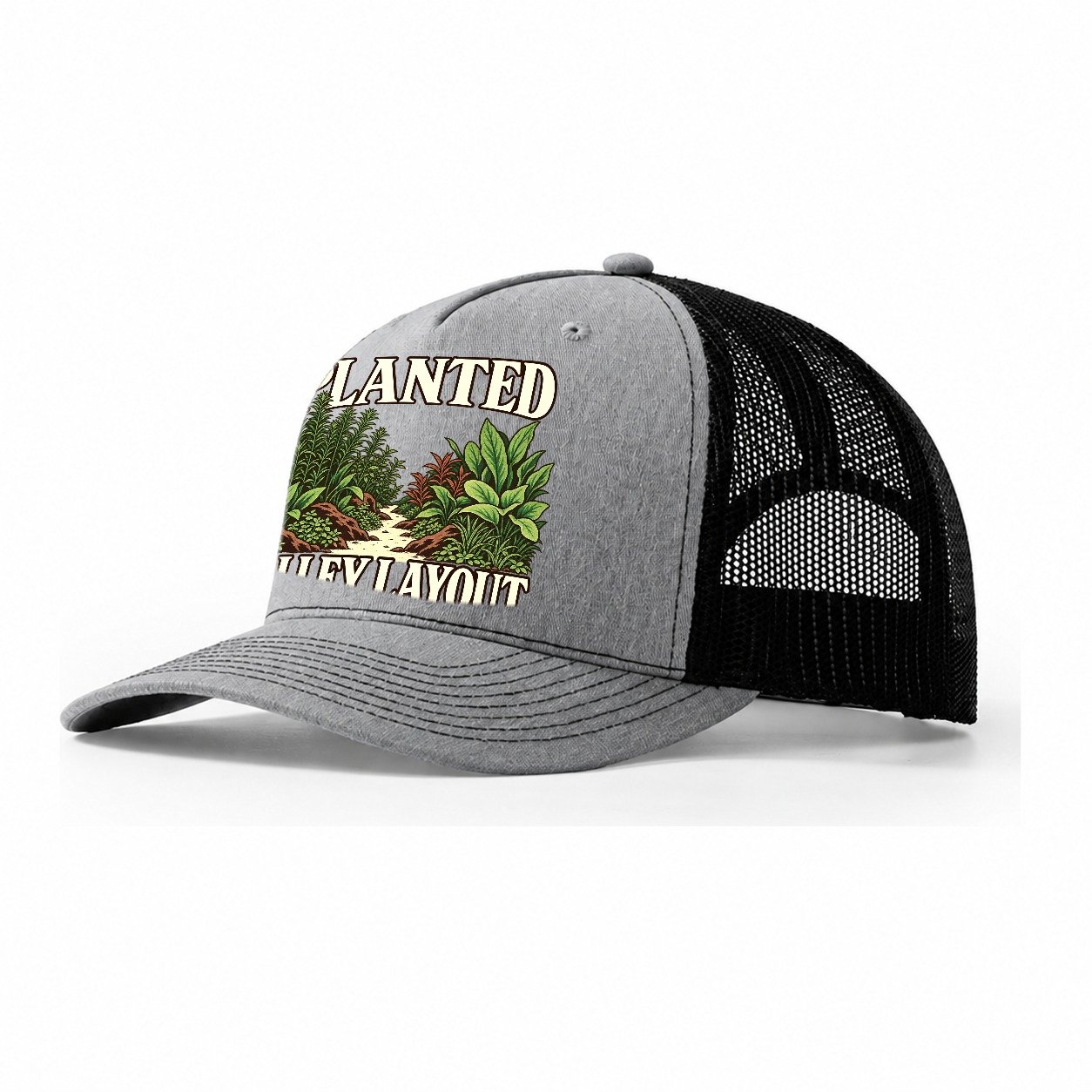 Planted Valley Layout Aquarium Keeping Trucker Hat – Sport Grey Black