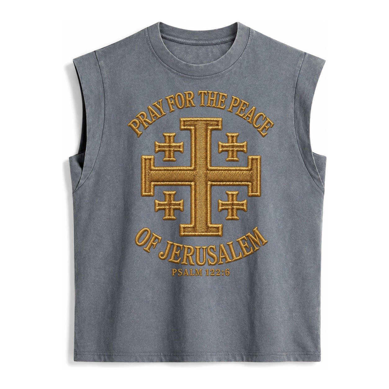 Jerusalem Cross Vintage Washed Tank – Grey