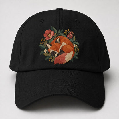 Sleeping Fox Star Nest Gentle Wild Baseball Cap – Black