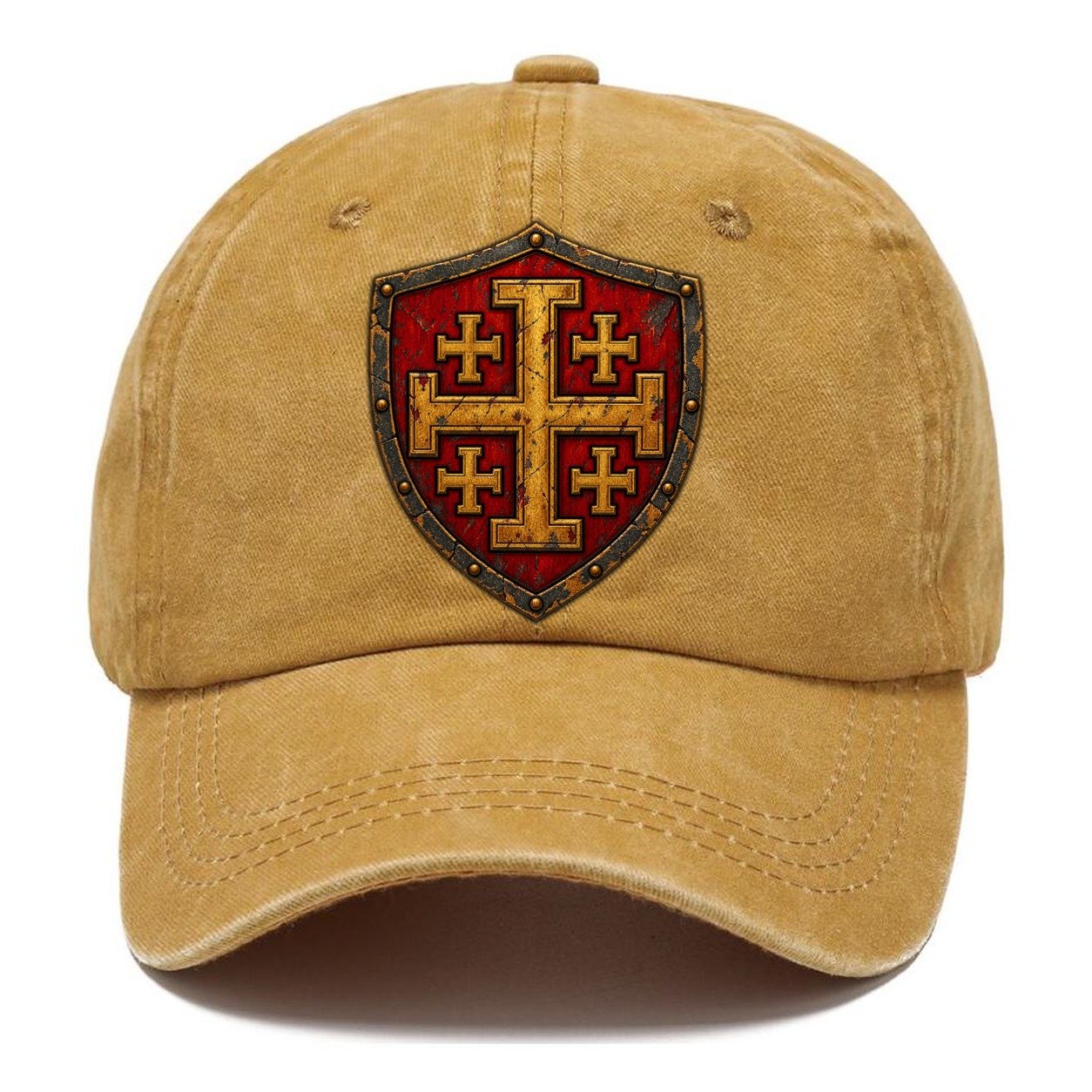 Crusader Battle Shield Heraldry Jerusalem Cross Classic Cap – Golden Harvest