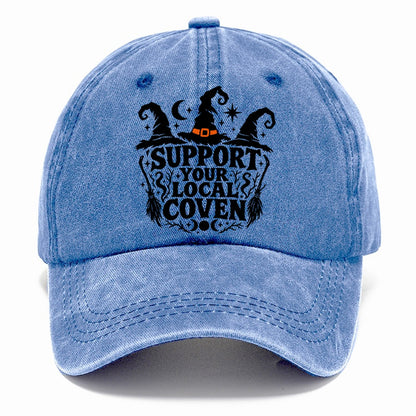 Support Your Local Coven Slogan Witch Magic Classic Cap – Summer Sky