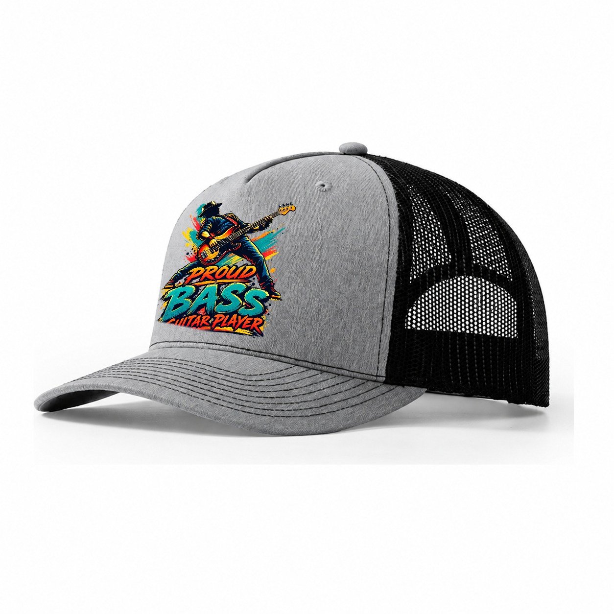 Proud Bass Guitar Player Music Instruments Trucker Hat – Sport Grey Black