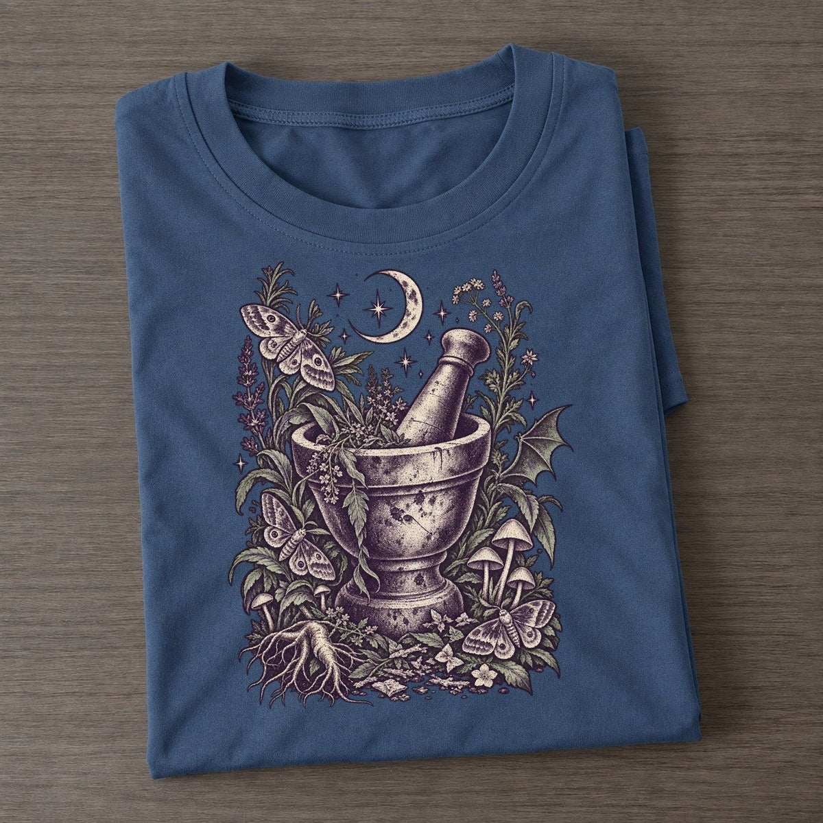 Mortar And Pestle Herbs Midnight Haunt Classic T-shirt – Twilight Navy