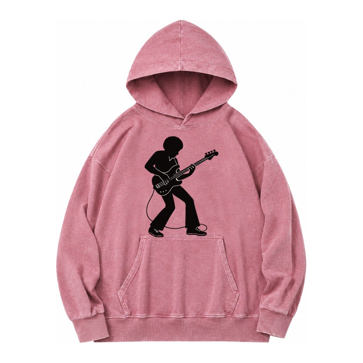 Bass Guitarist Slap Technique Vintage Washed Hoodie – Dusty Rose