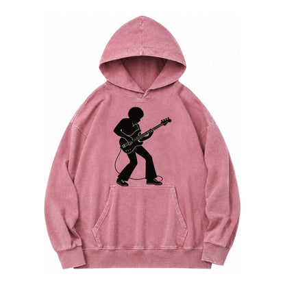 Bass Guitarist Slap Technique Vintage Washed Hoodie – Dusty Rose
