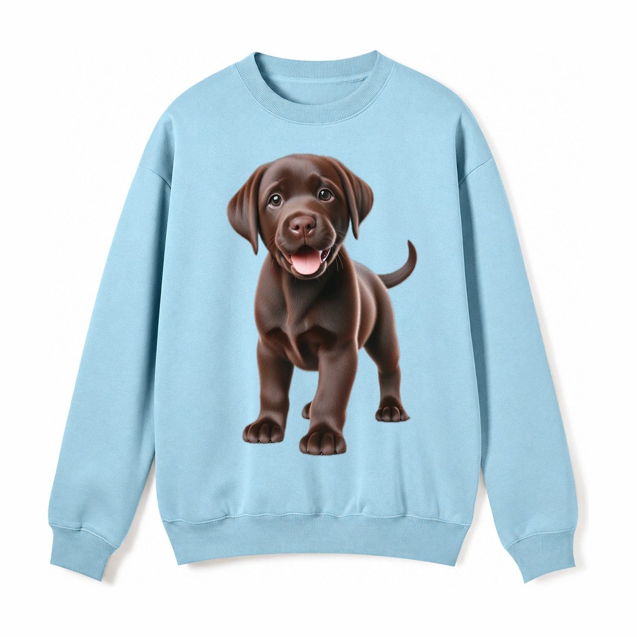 Chocolate Labrador Fleece Sweatshirt – Light Blue