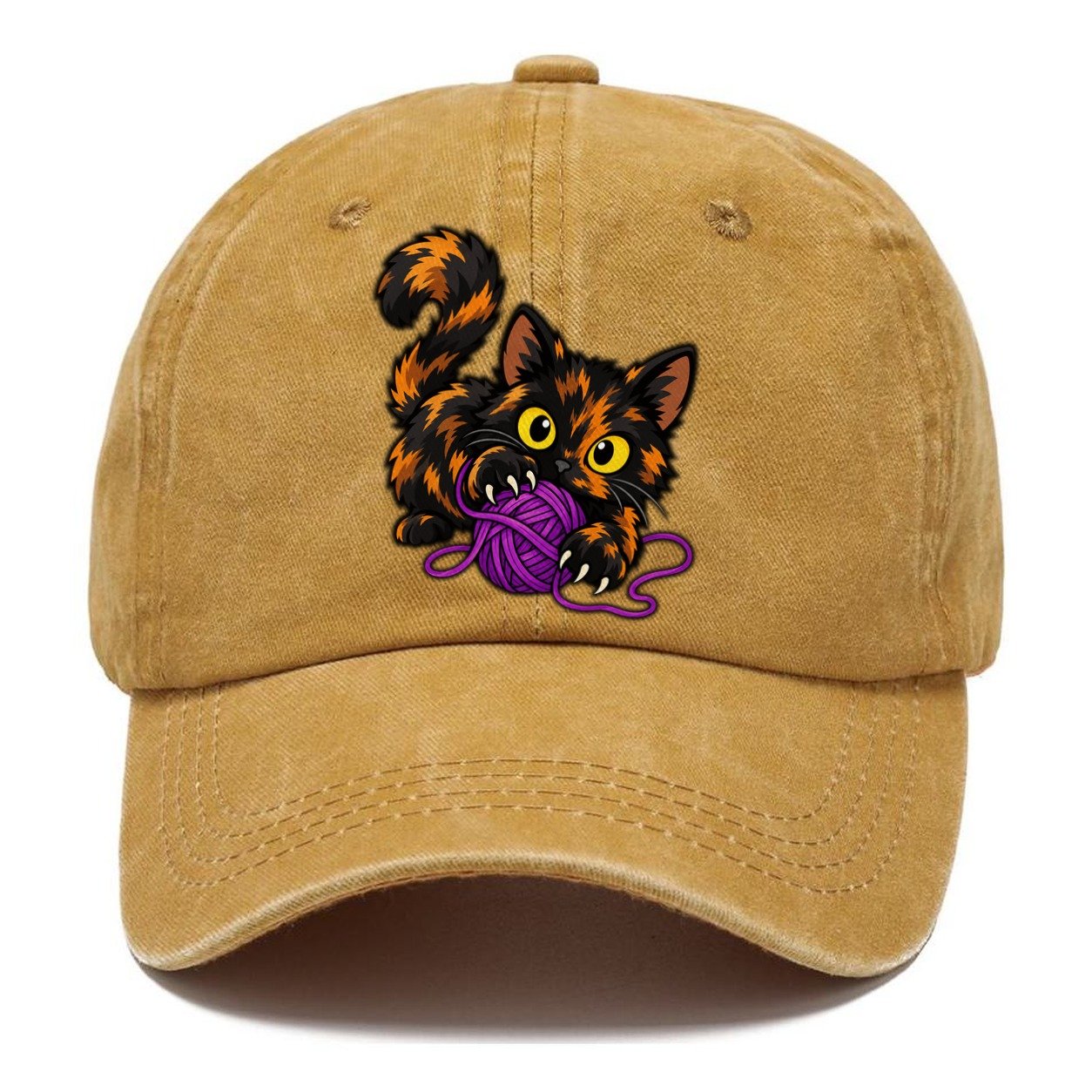 Tortoiseshell Playing Yarn Peeking Cats Classic Cap – Golden Harvest