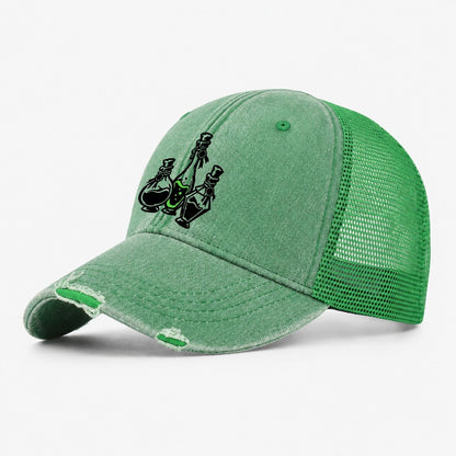 Apothecary Potion Bottle Trio Witch Magic Washed Trucker Hat – Ink Green