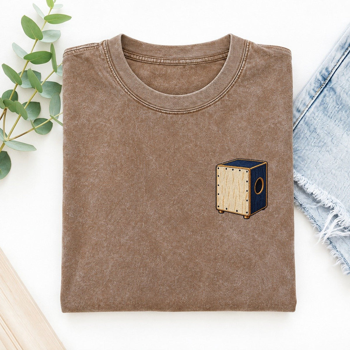 Cajon Sound Circle Left Chest Vintage T-shirt – Brown
