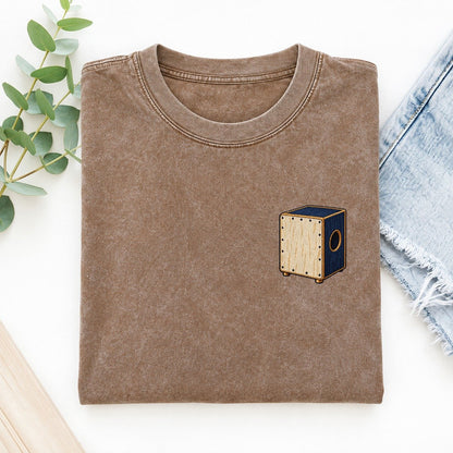 Cajon Sound Circle Left Chest Vintage T-shirt – Brown
