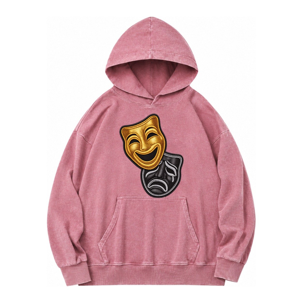 Broadway Masks Comedy Tragedy Masks In Gold And Black Theate Vintage Washed Hoodie – Dusty Rose