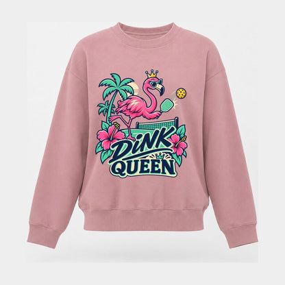 Flamingo Dink Queen Pickleball Life Women's Crewneck Sweatshirt – Pink