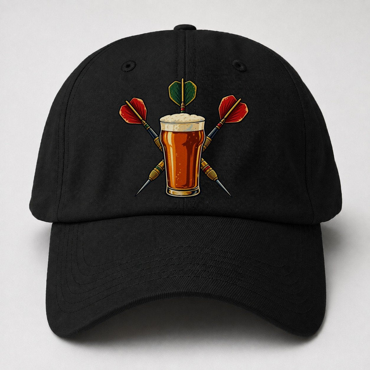 Pub Darts And Unbranded Pint Uk Culture Heritage Baseball Cap – Black