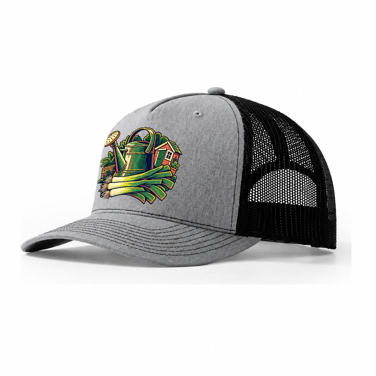 Allotment Shed Watering Can And Leeks Uk Culture Heritage Trucker Hat – Sport Grey Black