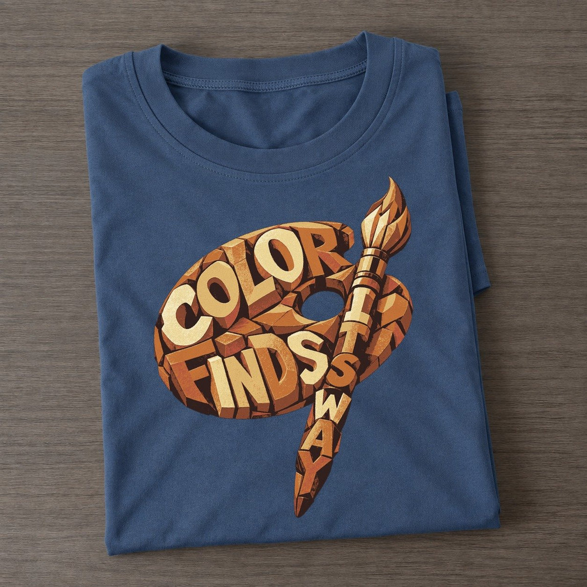 Brush Palette Arc Letter Sculpture Classic T-shirt – Twilight Navy
