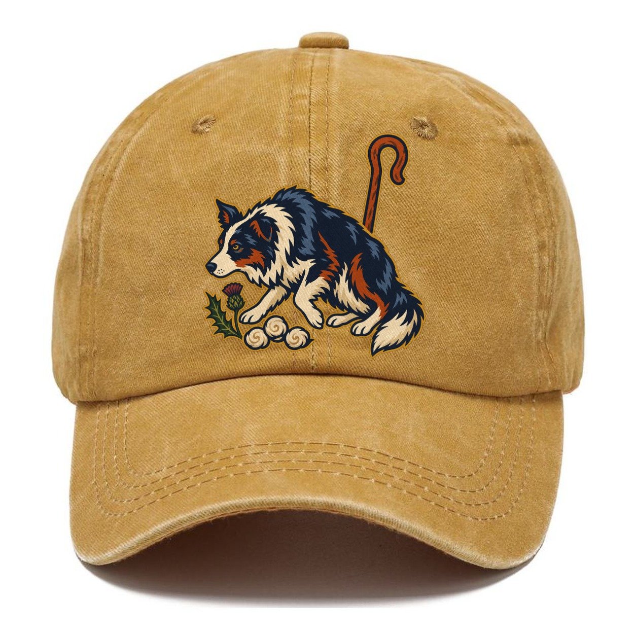 Shepherd Crook Sheepdog And Wool Sprig Uk Culture Heritage Classic Cap – Golden Harvest