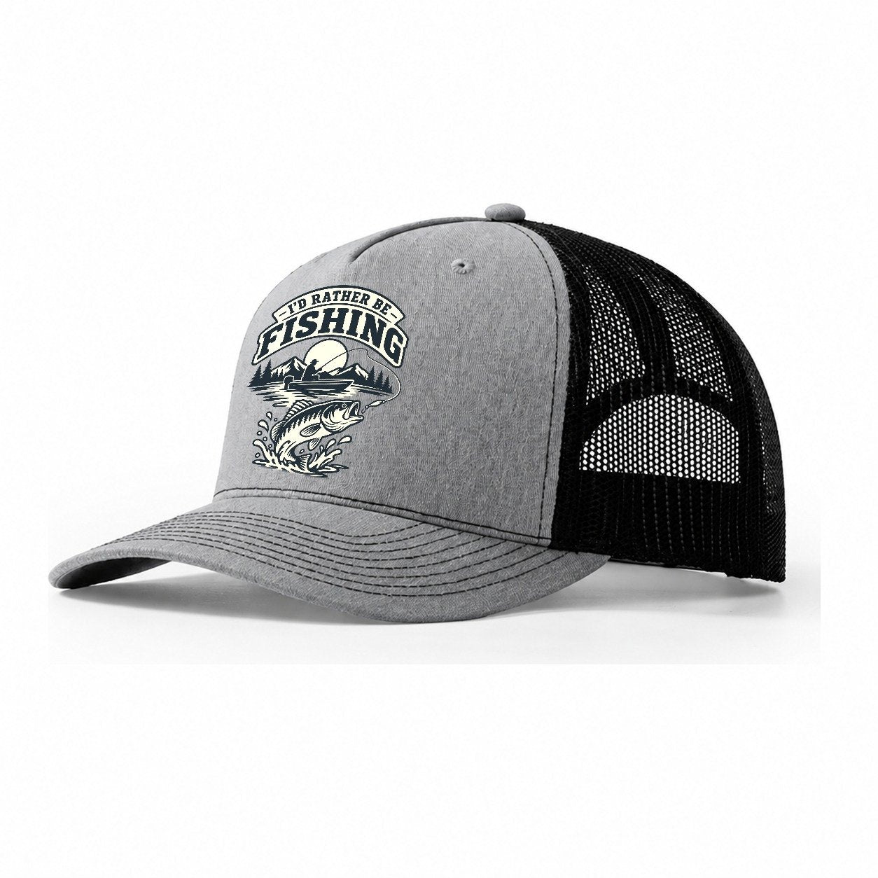 Rather Be Fishing Fishing Elegant Trucker Hat – Sport Grey Black