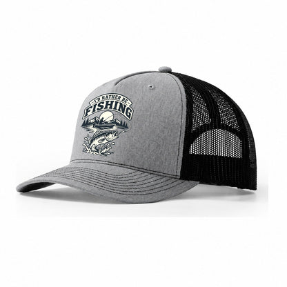 Rather Be Fishing Fishing Elegant Trucker Hat – Sport Grey Black