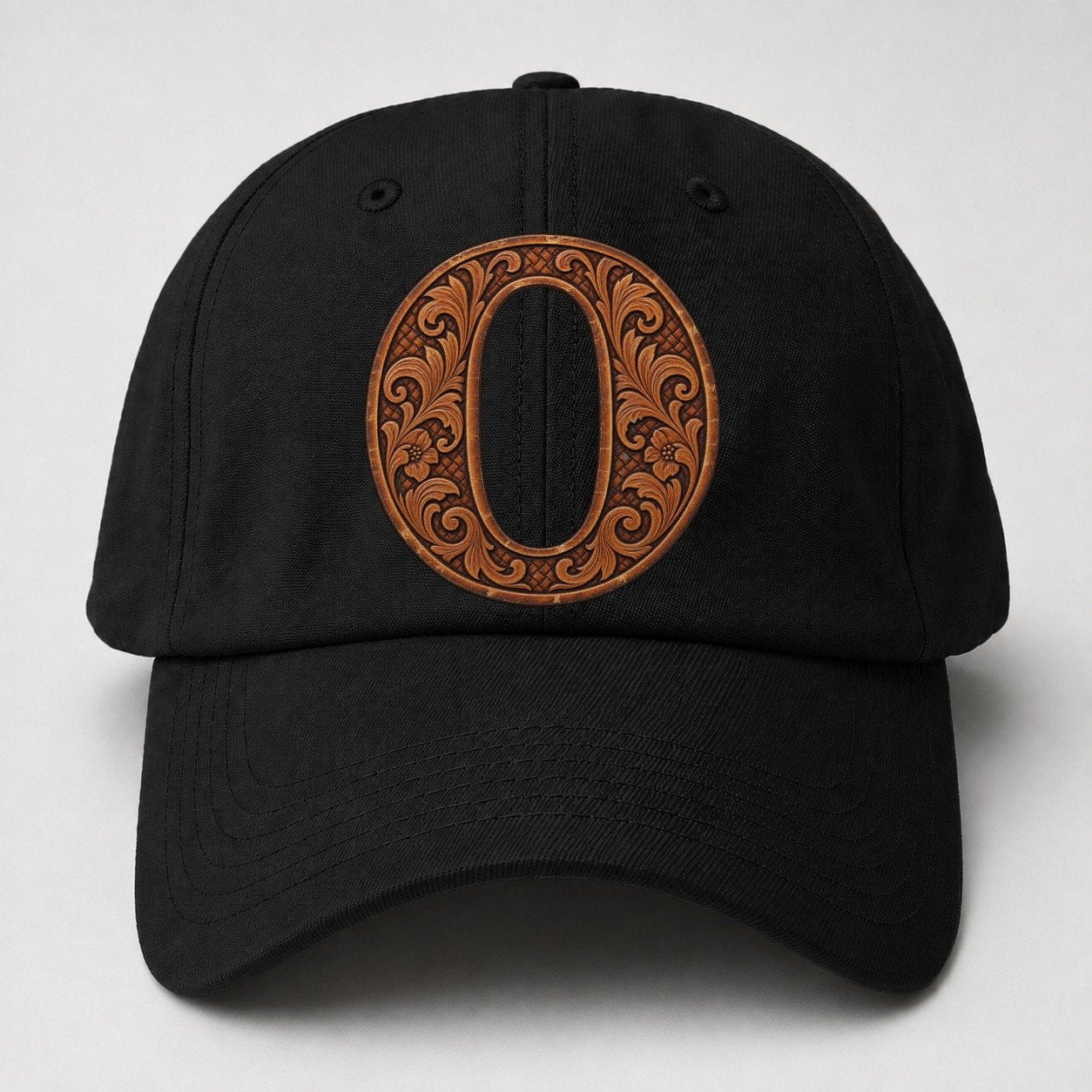Tooled Leather O Monogram Baseball Cap – Black