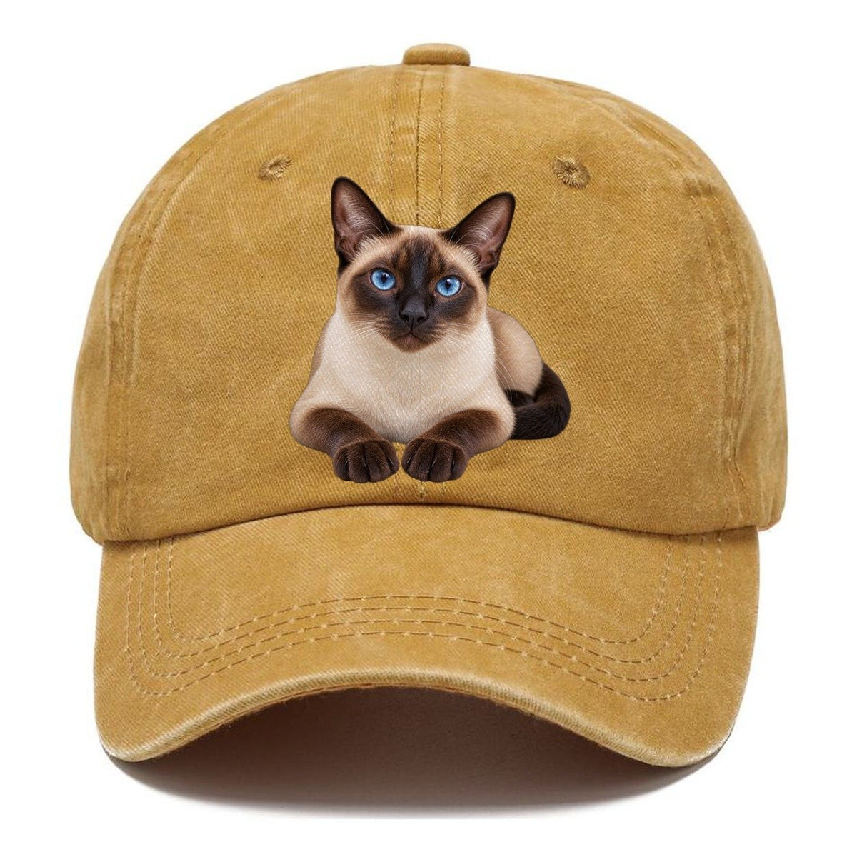 Siamese Reclining Paws Forward Realistic Cat Portrait Classic Cap – Golden Harvest
