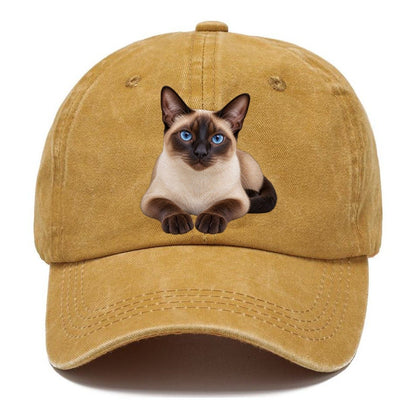 Siamese Reclining Paws Forward Realistic Cat Portrait Classic Cap – Golden Harvest