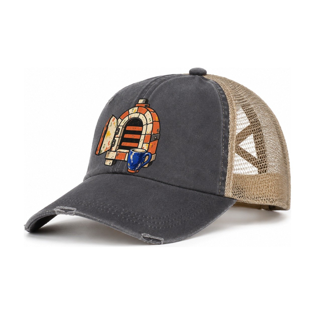 Kiln Day Clay Color Makers Women's Ponytail Trucker Hat – Charcoal Khaki