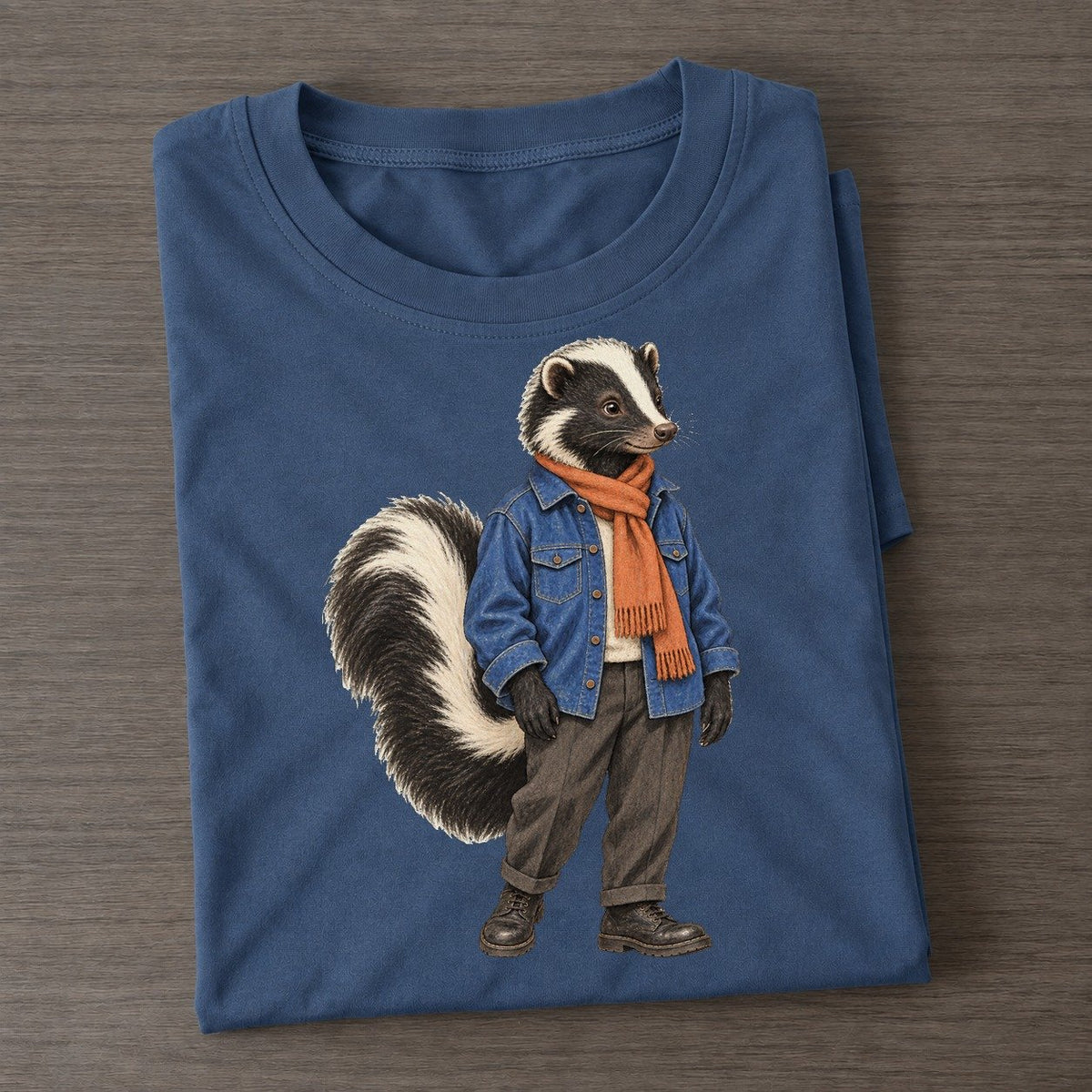 Striped Skunk Wardrobe Portrait Wild Wardrobe Portraits Classic T-shirt – Twilight Navy