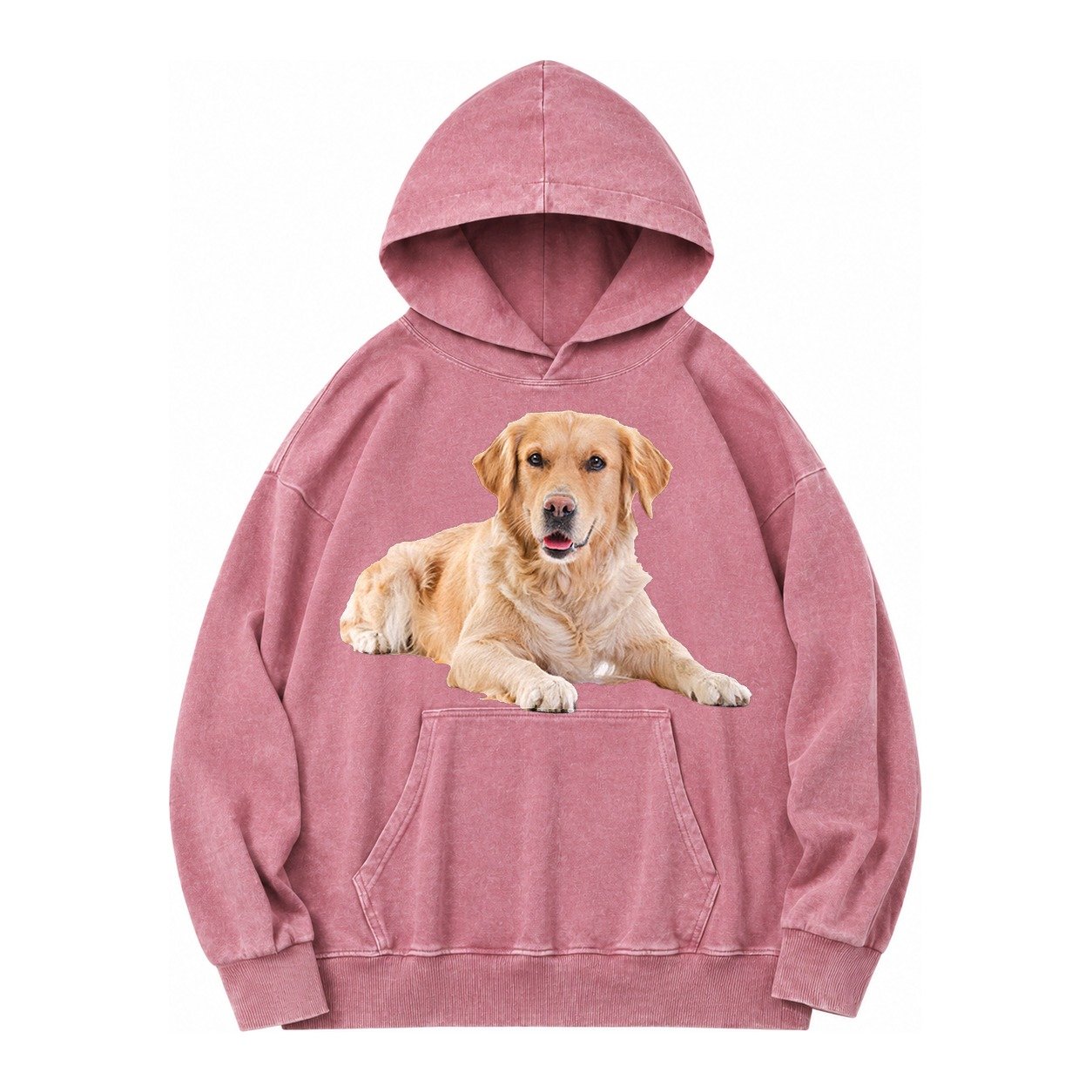 Golden Retriever Laying Dow Vintage Washed Hoodie – Dusty Rose