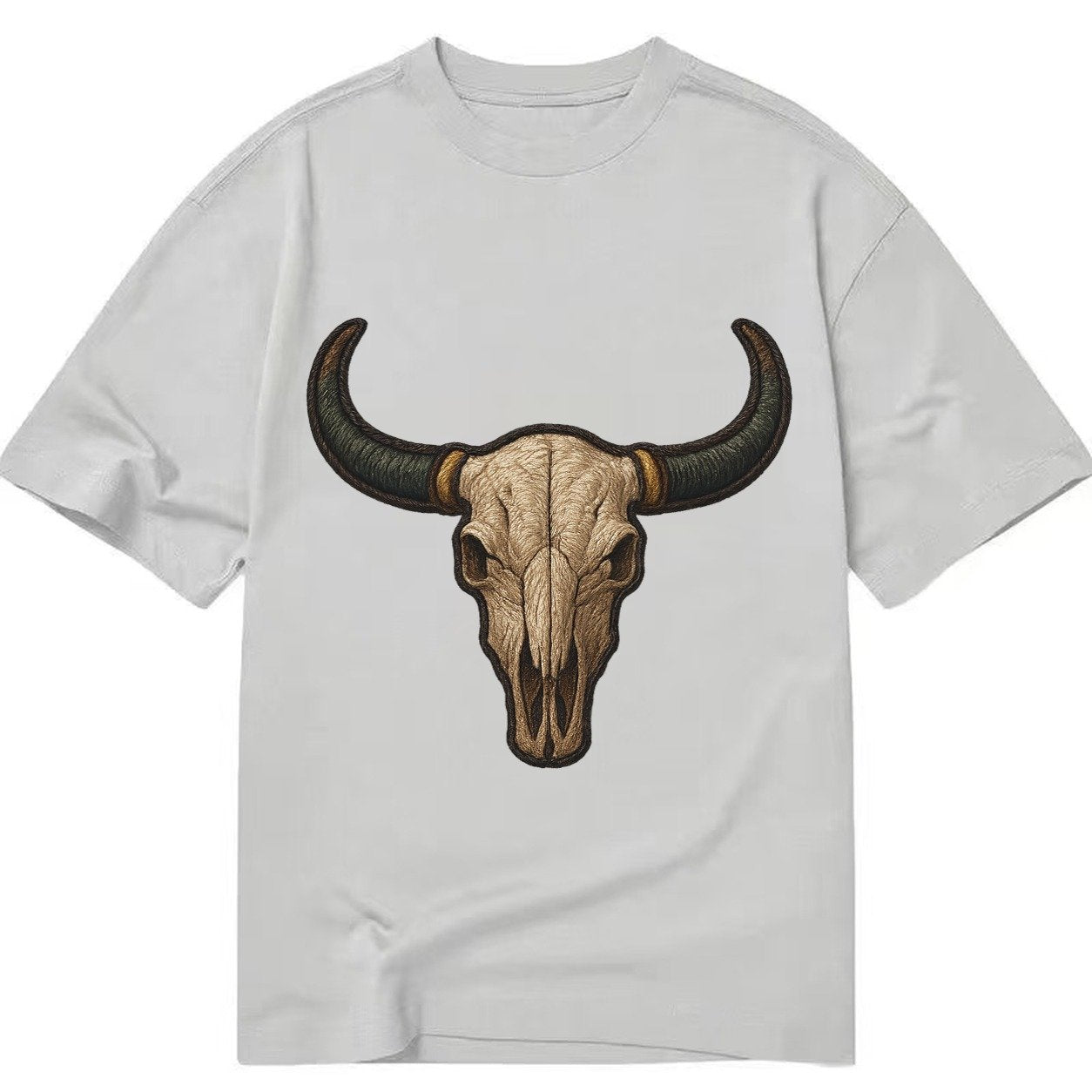 Bull Skull Longhorn Skull With Horns Classic T-shirt – Grey