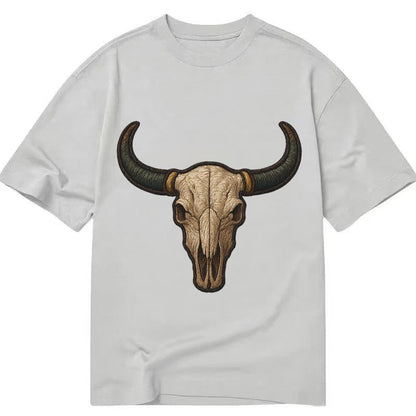Bull Skull Longhorn Skull With Horns Classic T-shirt – Grey