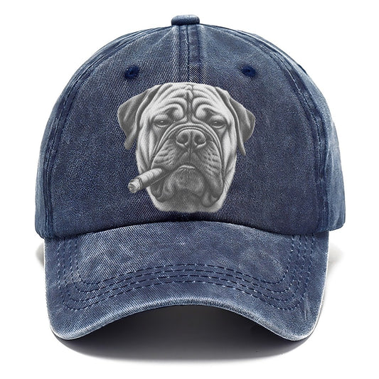 Bullmastiff Smoking Dogs Classic Cap – Twilight Navy