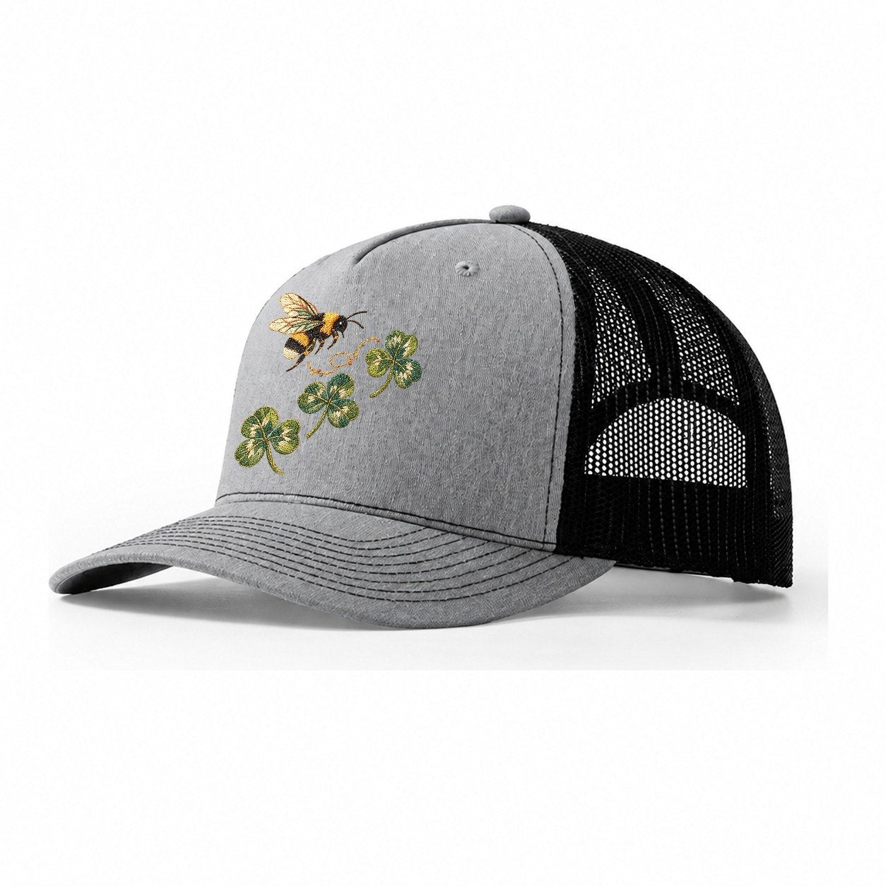 Bumblebee Three Clover Rise Gentle Wild Trucker Hat – Sport Grey Black
