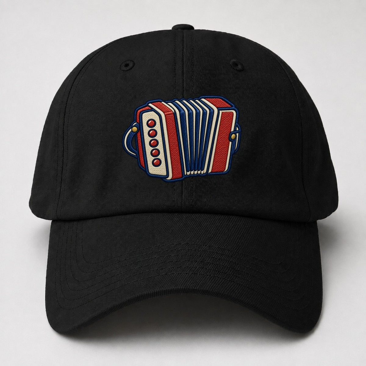 Button Accordion Tiny Solo Marks Baseball Cap – Black