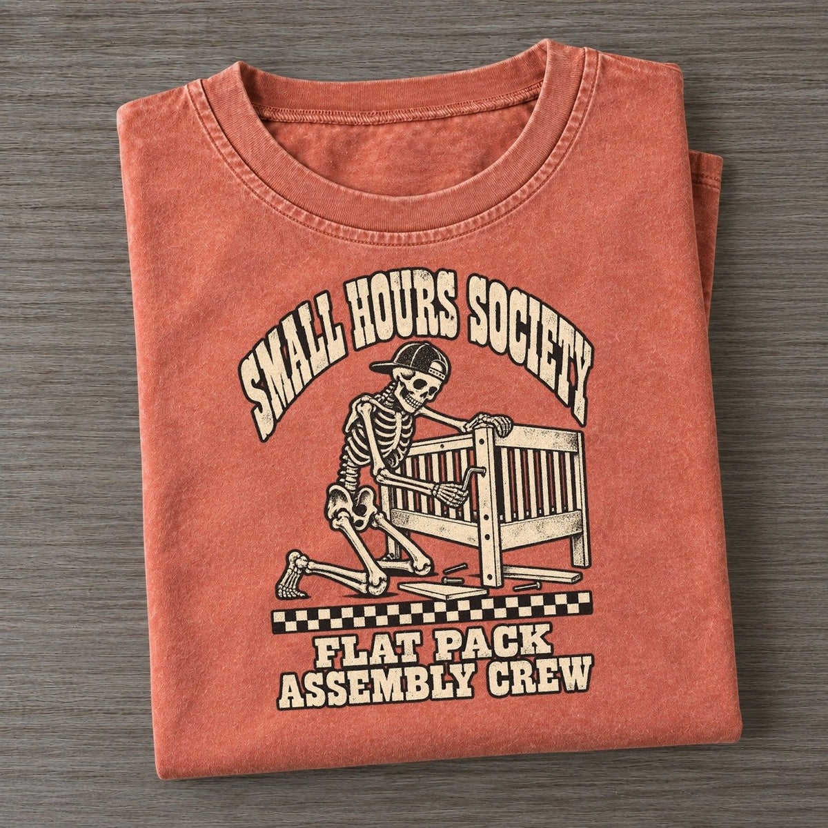 Flat Pack Small Hours Society Vintage T-shirt – Terracotta