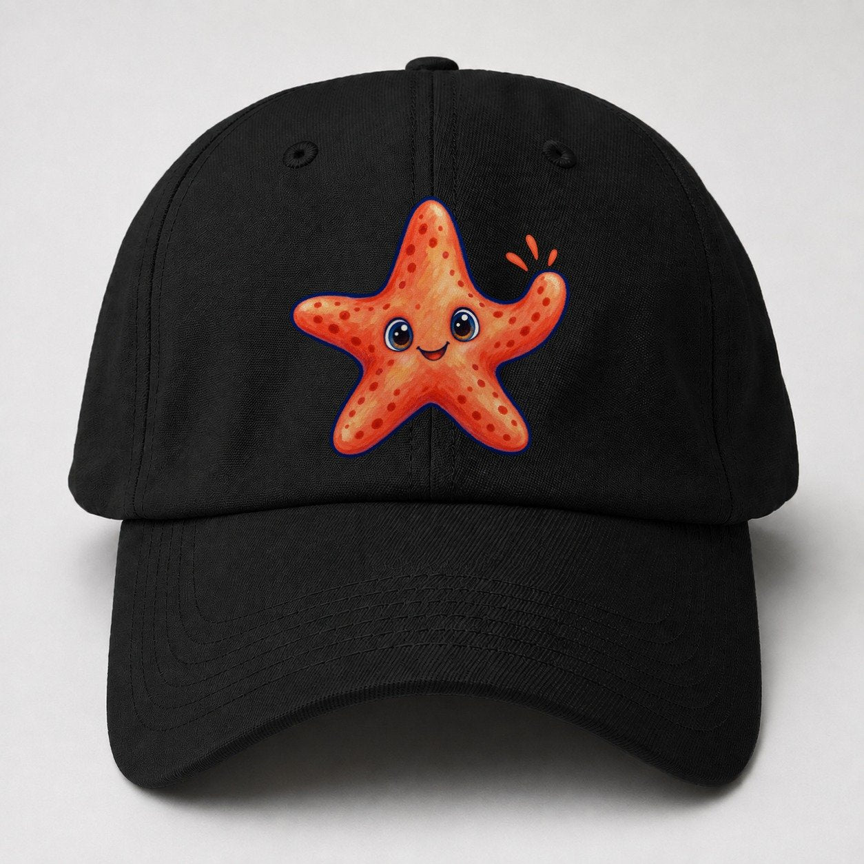 Starfish Front Cheer Sea Sprite Baseball Cap – Black