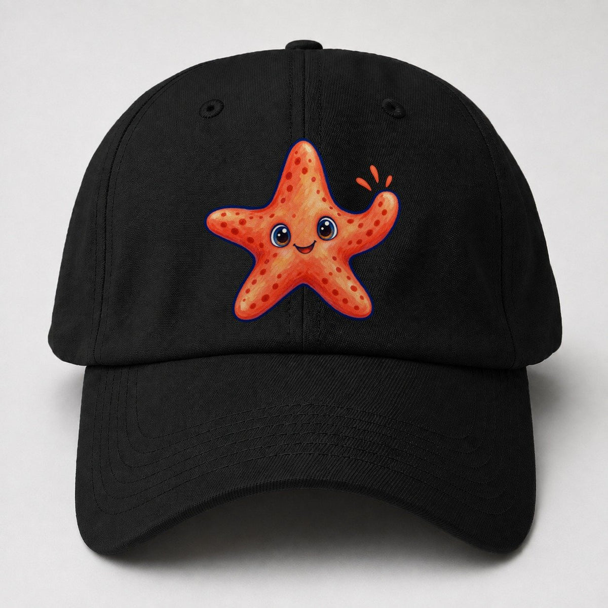 Starfish Front Cheer Sea Sprite Baseball Cap – Black