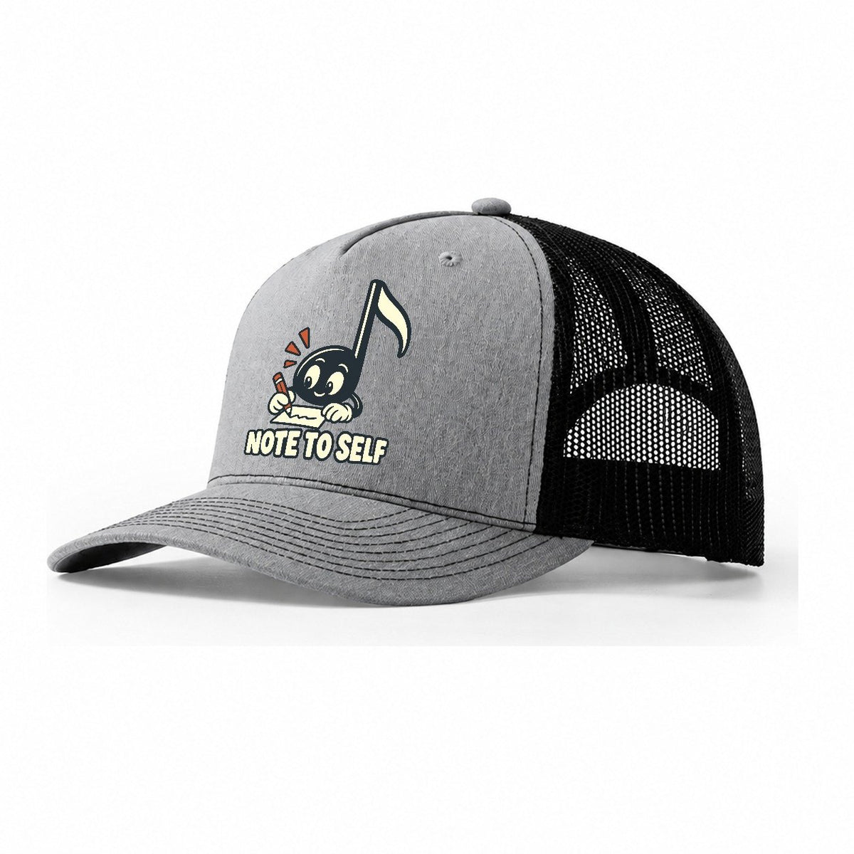 Note To Self Familiar Punchlines Trucker Hat – Sport Grey Black