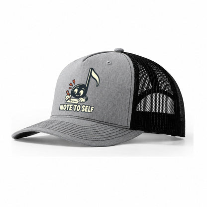Note To Self Familiar Punchlines Trucker Hat – Sport Grey Black