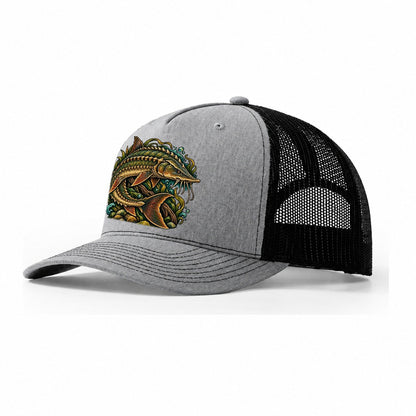 Lake Sturgeon Armor Fishing Club Trucker Hat – Sport Grey Black
