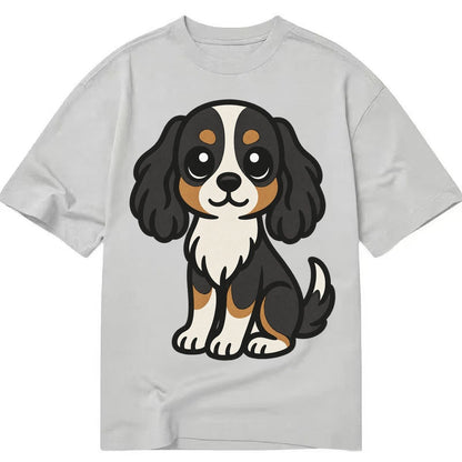 Cavalier King Charles Spaniel Tricolor Sitting Pose Portrait Classic T-shirt – Grey