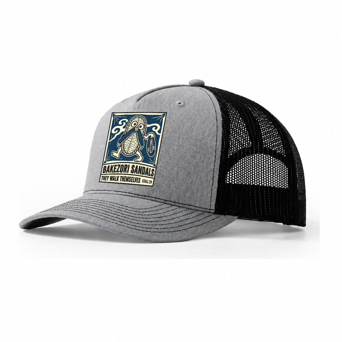Bakezori Sandals Yokai Night Market Trucker Hat – Sport Grey Black