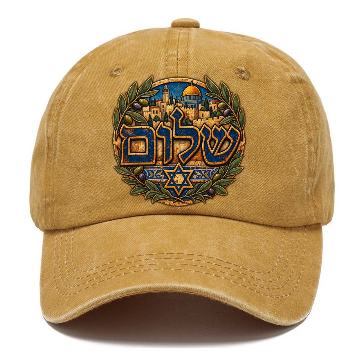 Shalom Hebrew Lettering Jerusalem Classic Cap – Golden Harvest