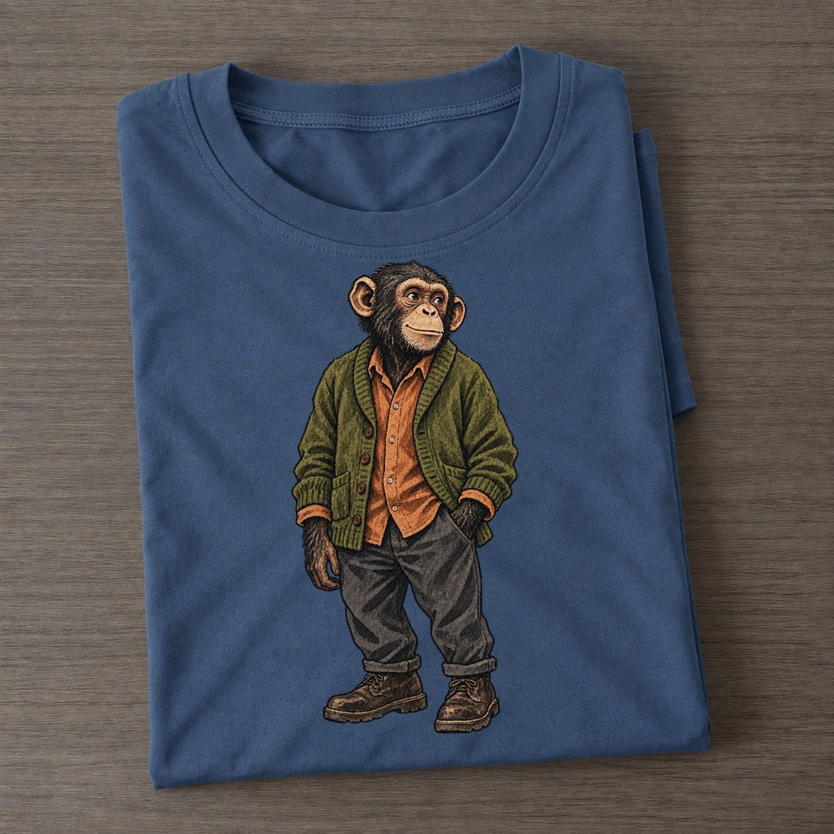 Chimpanzee Wardrobe Portrait Wild Wardrobe Portraits Classic T-shirt – Twilight Navy