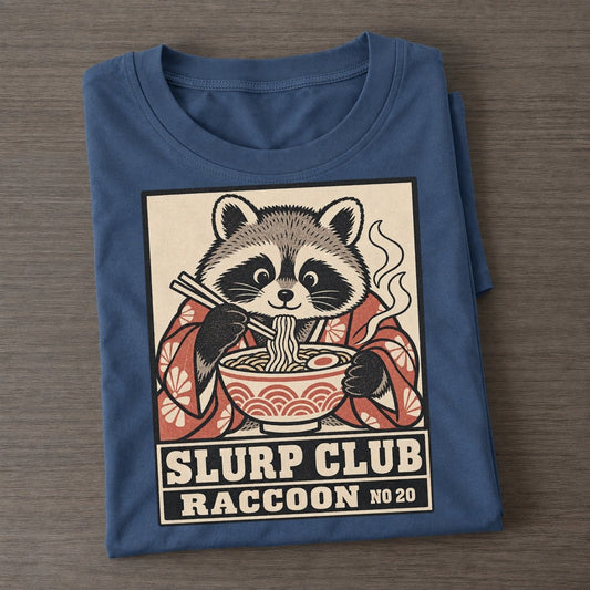 Raccoon Stolen Slurp Club Classic T-shirt – Twilight Navy