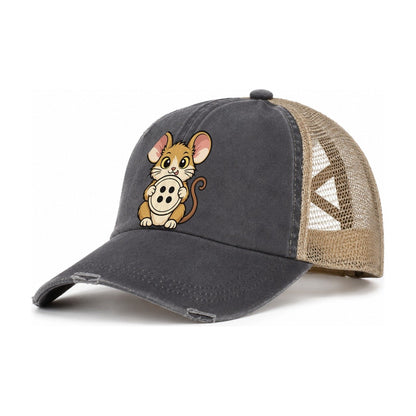 The Sewing Room Mouse Sewing And Quilting Women's Ponytail Trucker Hat – Charcoal Khaki