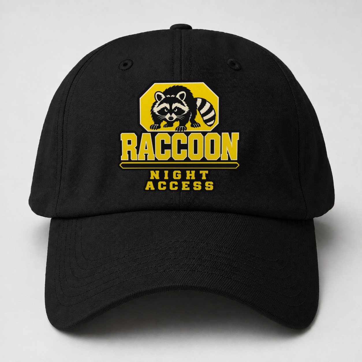 Raccoon Night Access Heavy Duty Baseball Cap – Black