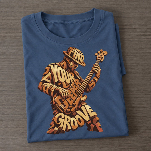 Bass Groove Player Letter Sculpture Classic T-shirt – Twilight Navy